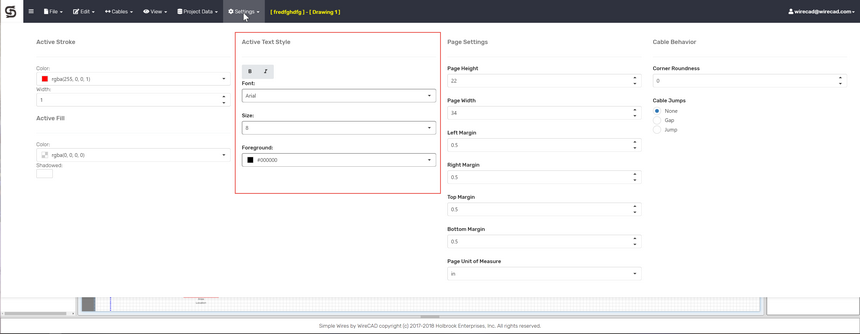Active Text Style Settings