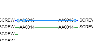 A selected cable showing its end, segment and midpoint handles