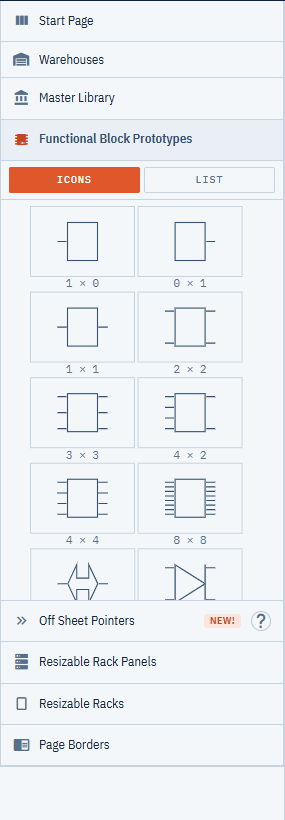 The library pane with the Functional Block Prototypes section expanded