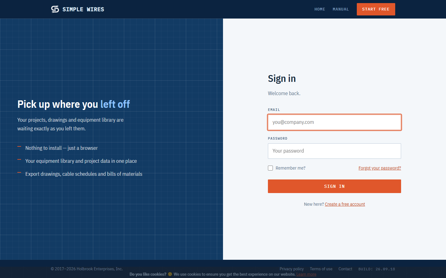 The Sign In page with the Email and Password fields