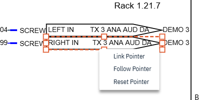 The right-click menu of a pointer, with Link Pointer, Follow Pointer and Reset Pointer