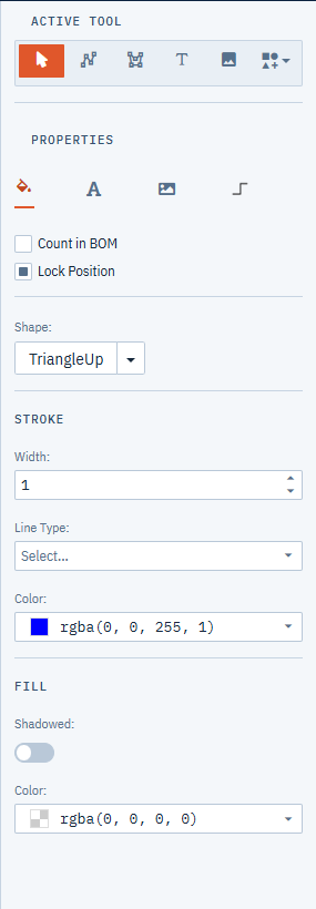 The General tab for a selected shape, showing Shape, Stroke and Fill settings